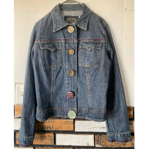 CAbi Blue Jean Jacket with Multicolor Buttons